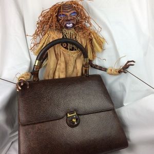 Vintage Gucci Brown Leather Handbag with Wallet